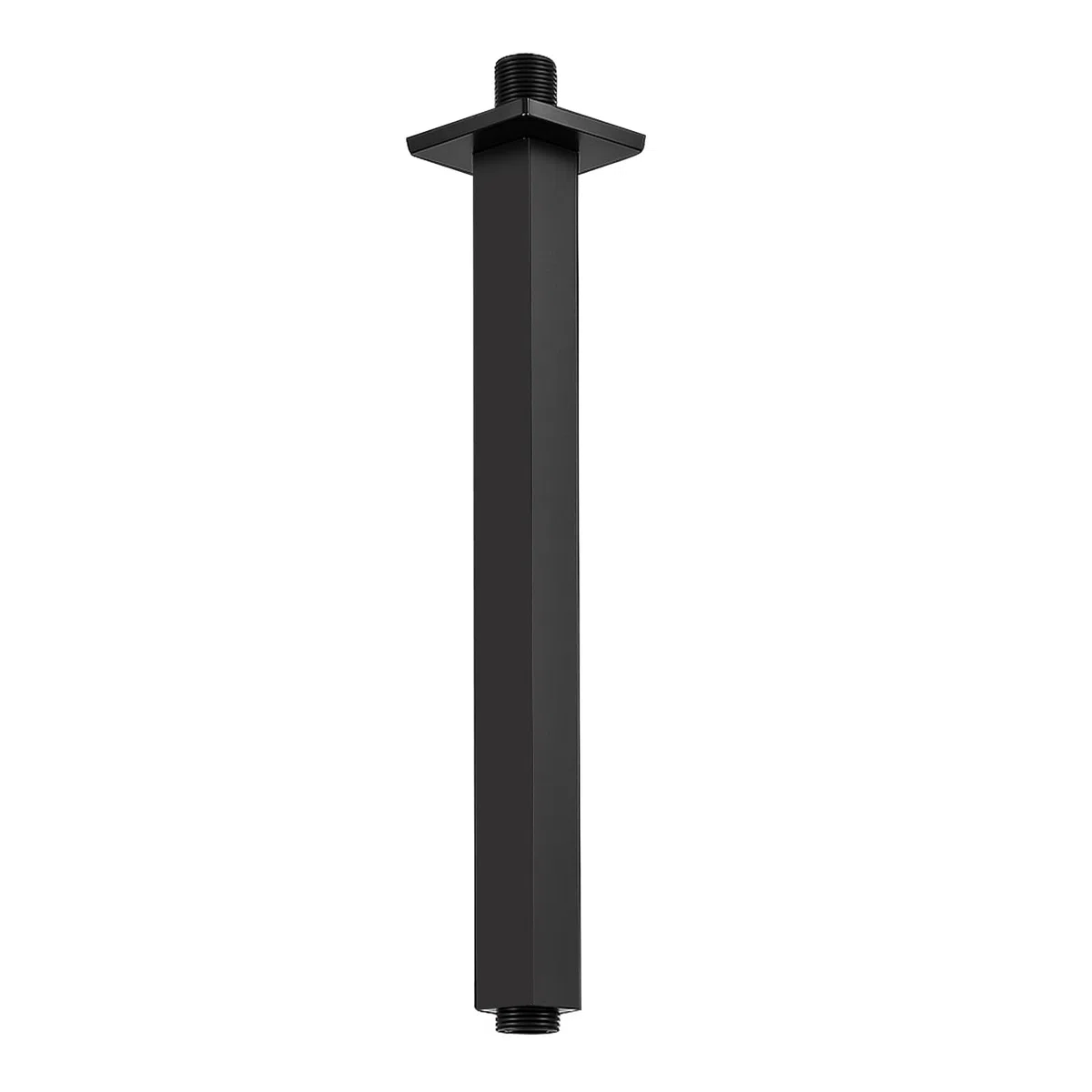 Braccio doccia quadrato da 30,5 cm di ricambio per montaggio a soffitto, braccio doccia e flangia (nero)