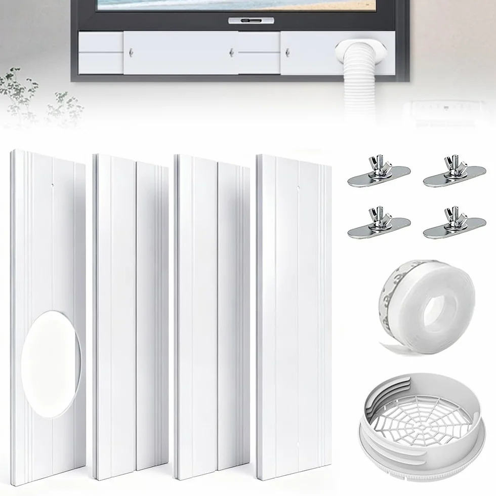 Kit di Sfiato per Finestra Del Condizionatore, 4 Pezzi Piastra Del Kit Finestra per 15cm Diametro Condizionatore d'Aria Tubo di Scarico, Air Conditioner Window Seal per Condizionatore Portatile