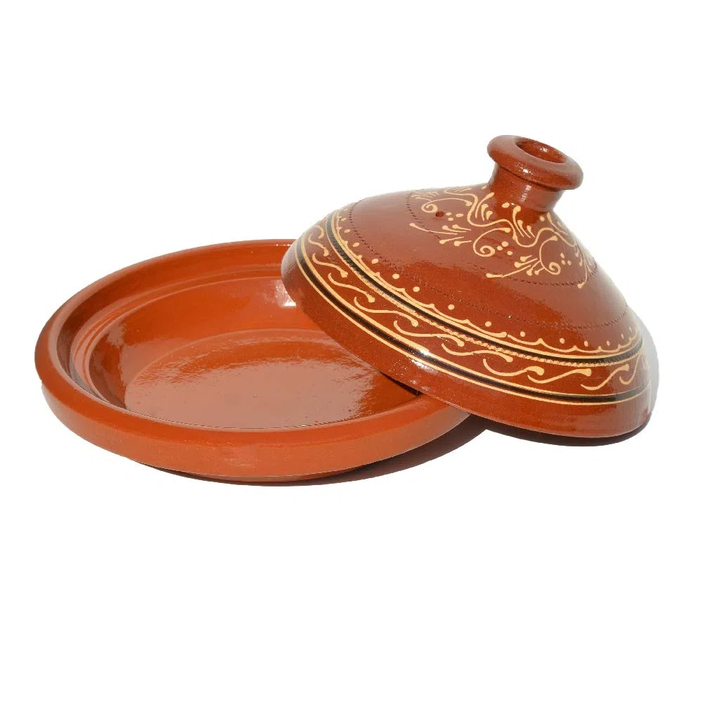 Tajine marocchino per cucinare, smaltato, Ø 30 cm, per 4-5 persone, realizzato a mano, pentola in terracotta marocchina, araba, orientale