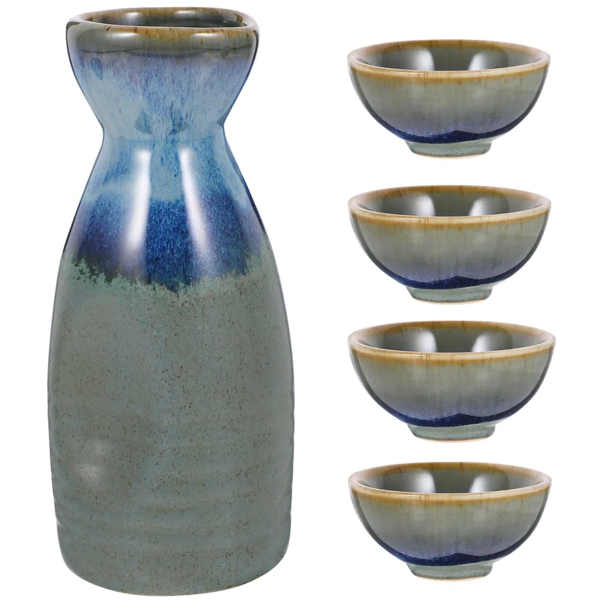 HEMOTON Set da sake giapponese in ceramica 1 barattolo 4 tazze servizio da sake tradizionale per la casa ristoranti regalo elegante
