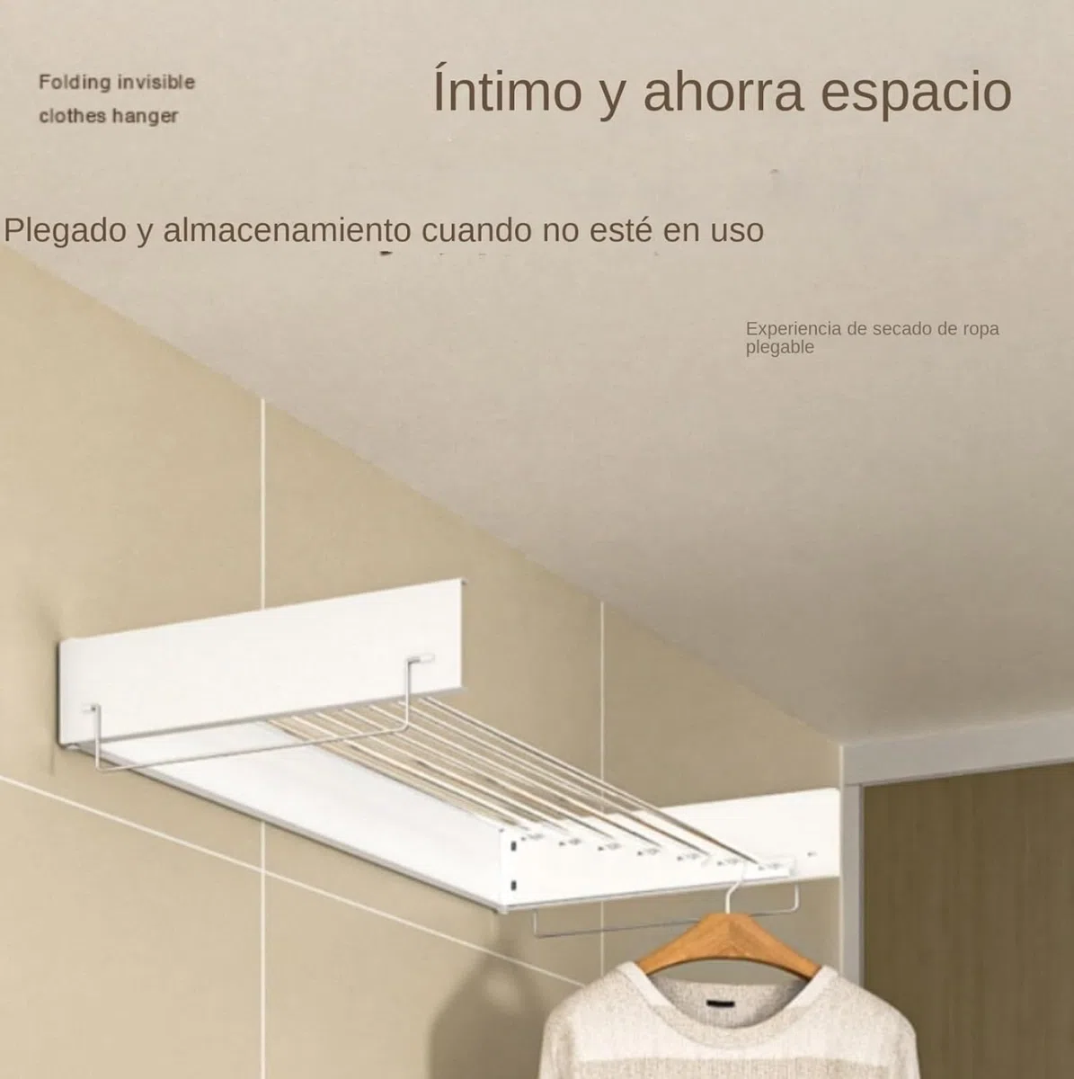 Generico Stendibiancheria estensibile con 4 aste, barra per vestiti, portasciugamani pieghevole, stendibiancheria da parete 50 cm, risparmio di spazio, grande capacità di carico, 50 x 25 x 7 cm