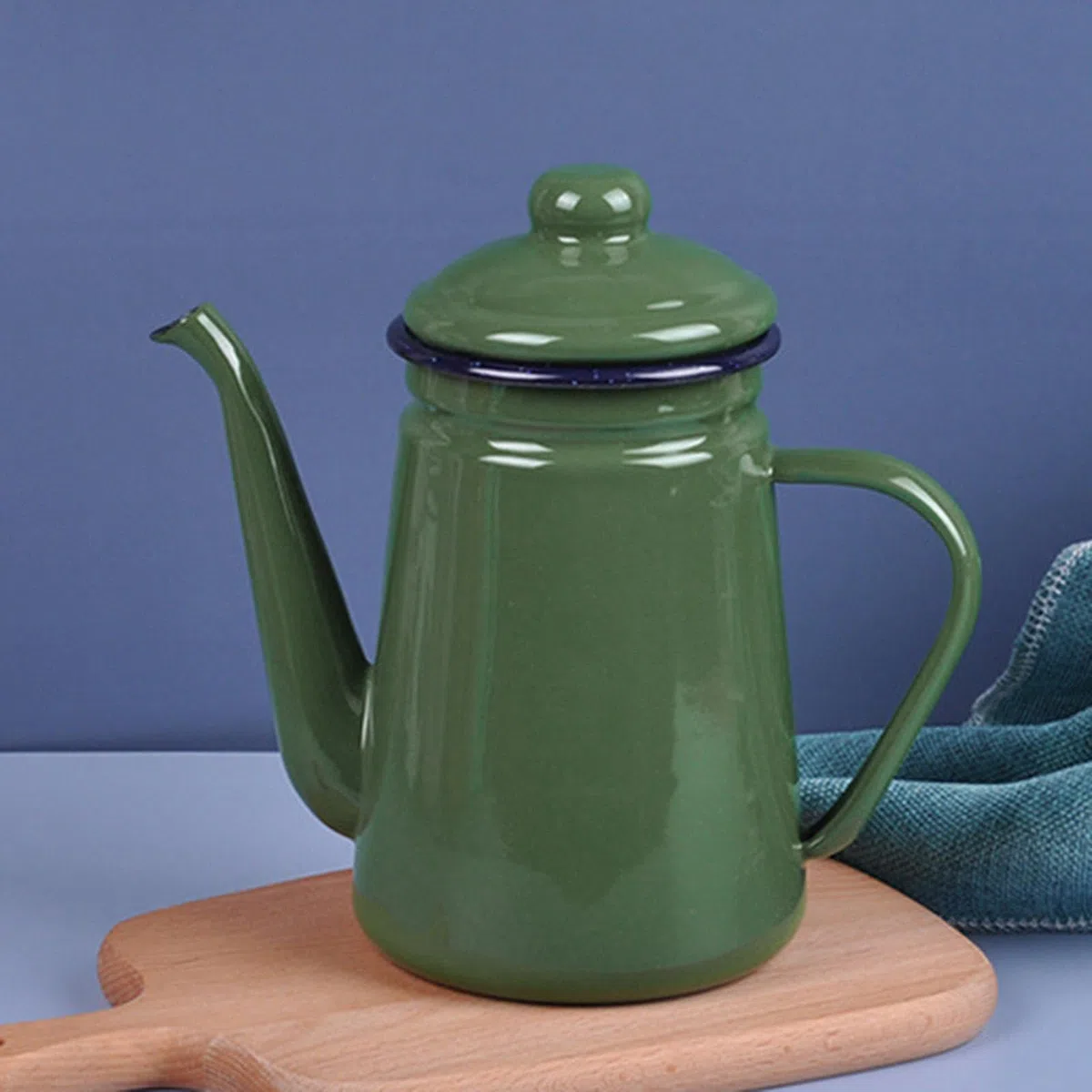 perfk Bollitore per l'acqua con caffettiera Smaltata, scaldalatte, bollitore per caffè da 1,1 Litri, teiera da Piano Cottura per Cucina, casa, Esterno, Verde