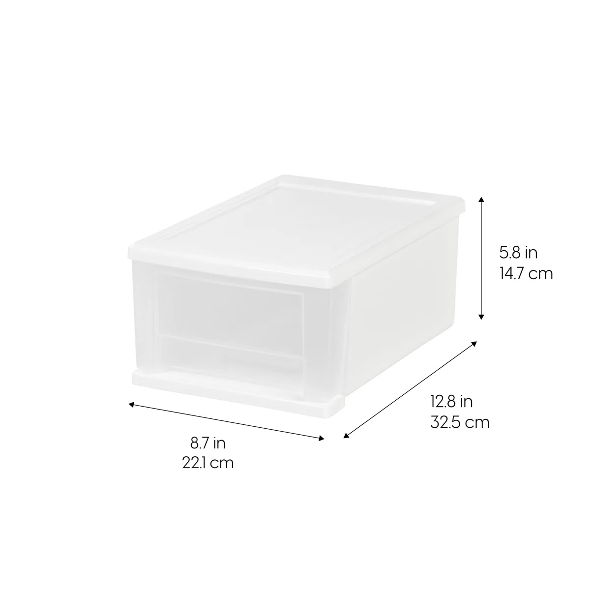 Iris 7 Quart Stacking Drawer, White, 7 Quart