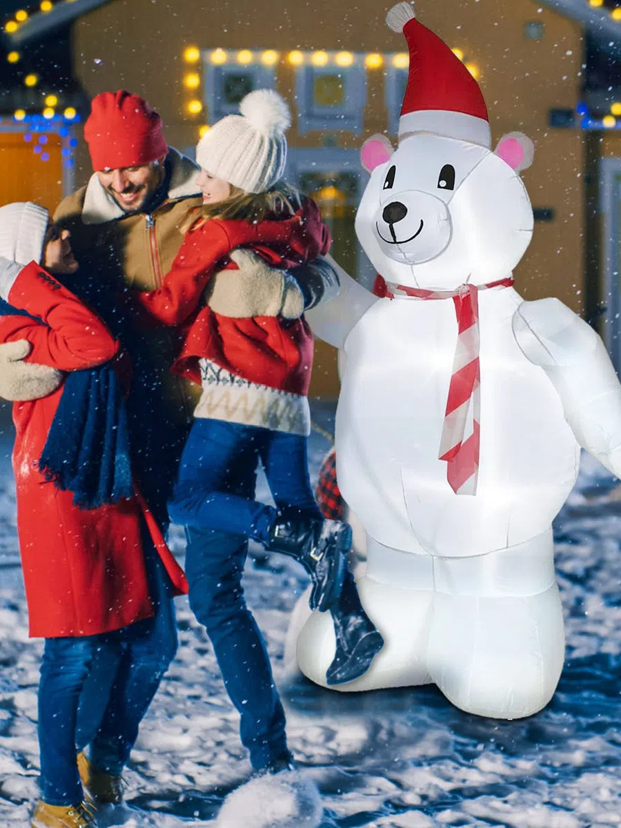 EBANKU 8 FT Orso Polare Gonfiabile di Natale, Decorazione Natalizia con Pupazzo di Neve Gonfiabile Incorporati Gonfiabili Decorazioni per Feste all'aperto per Interni ed Estern (8FT)
