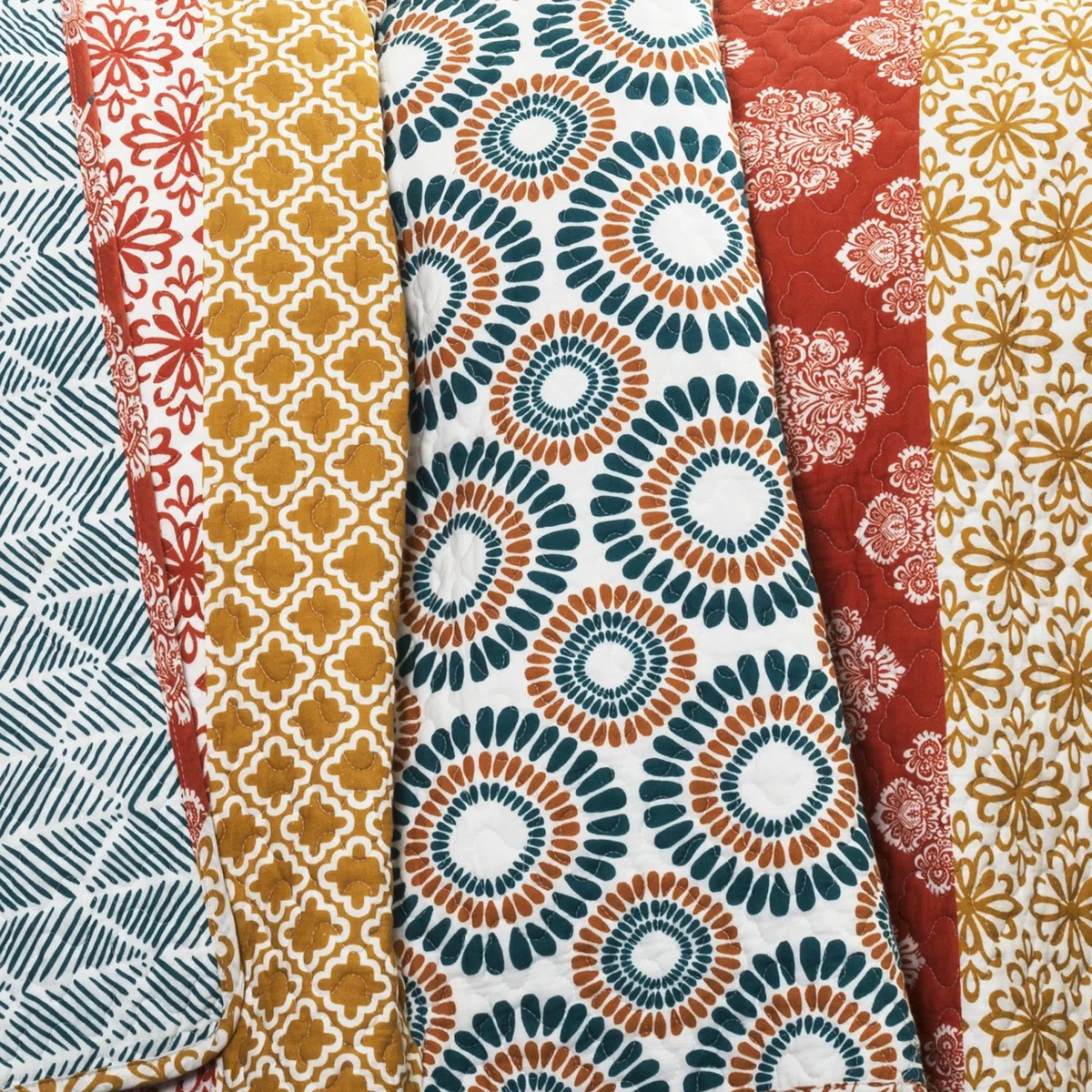 Lush Decor Bohemian Stripe, Cotone, Turchese e Arancione, Full/Queen