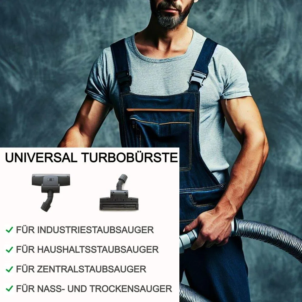 Spazzola turbo per aspirapolvere universale, spazzola turbo per aspirapolvere con rullo rotante I compatibile con Kärcher Bosch Siemens Philips Taski Deuba I spazzola per peli di animali