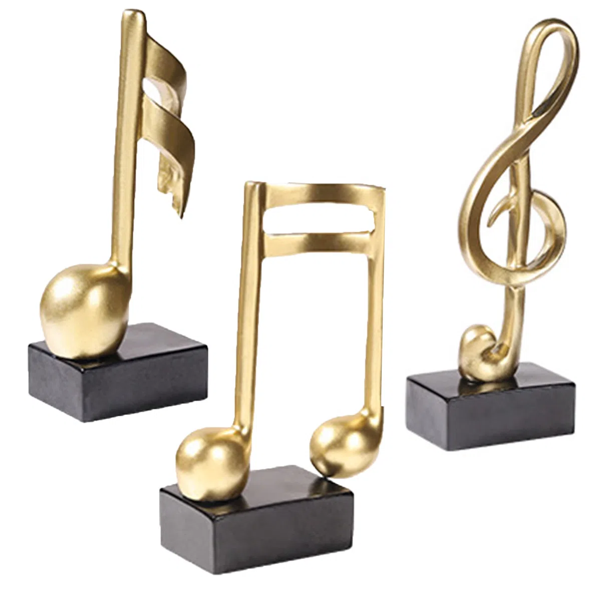 CINY 3 Pezzi Di Musicale Statua Musica Nota Ornamento Scultura, Decorazione Musicale, Set Di Sculture Musicali In Resina Per Regali Di Pianoforte Da Casa Souvenir Regalo Resina, Oro
