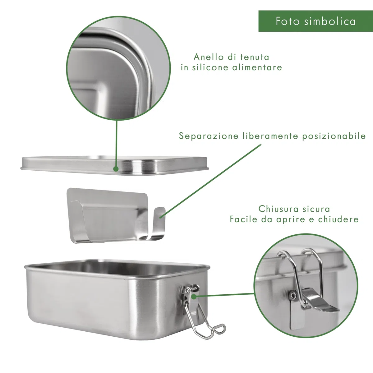 LOOXIS Scatola per il pranzo personalizzata in acciaio inox con incisione del nome o del testo - idea regalo per bambini, compleanno - con scomparti, inclusa separazione, lunchbox, bento box - L