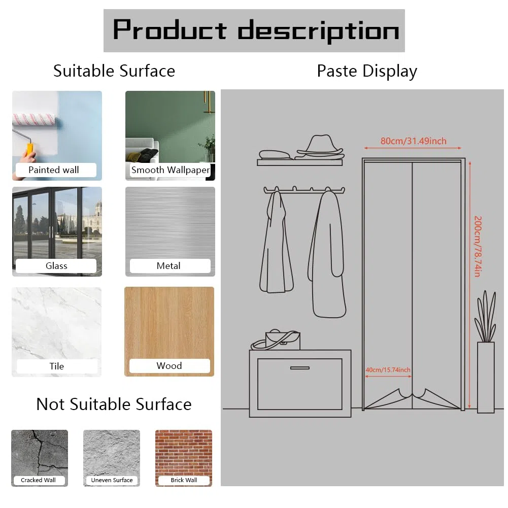 arricraft 2 pz adesivo porta Autoadesivo, 31.5"X78.7" Adesivi Murali per Porte A Tema Marino con Motivo A Ponte di Gabbiani Carta Da Parati In PVC Decorazione per Camere Da Letto Soggiorno