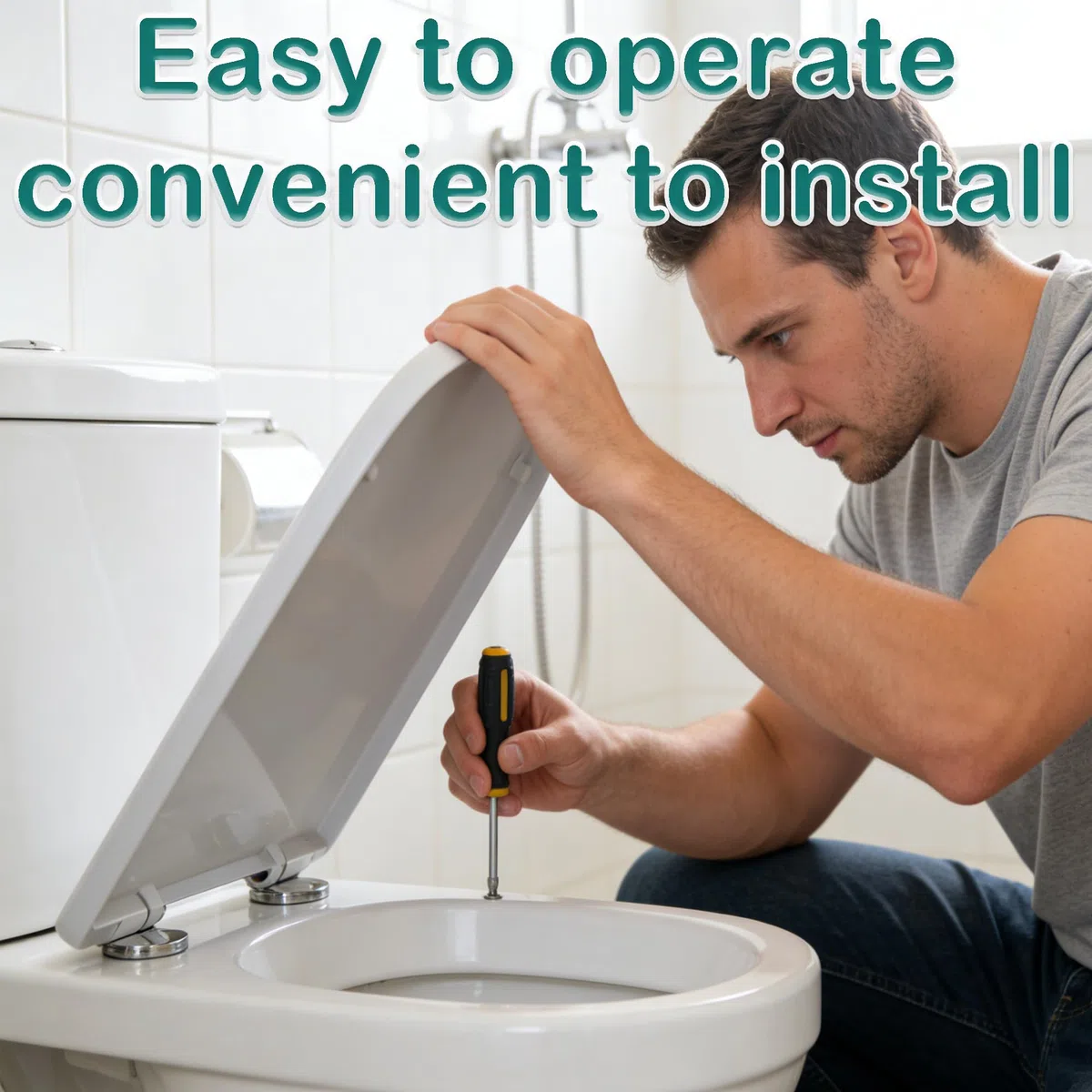 Sedile WC, Tavoletta Wc Quadrata Con Funzione Di Sgancio Rapido, Antibatterico & Non Ingiallisce, Copriwater Con Chiusura Rallentata, Asse Wc Facile Da Installare, Facile Da Pulire