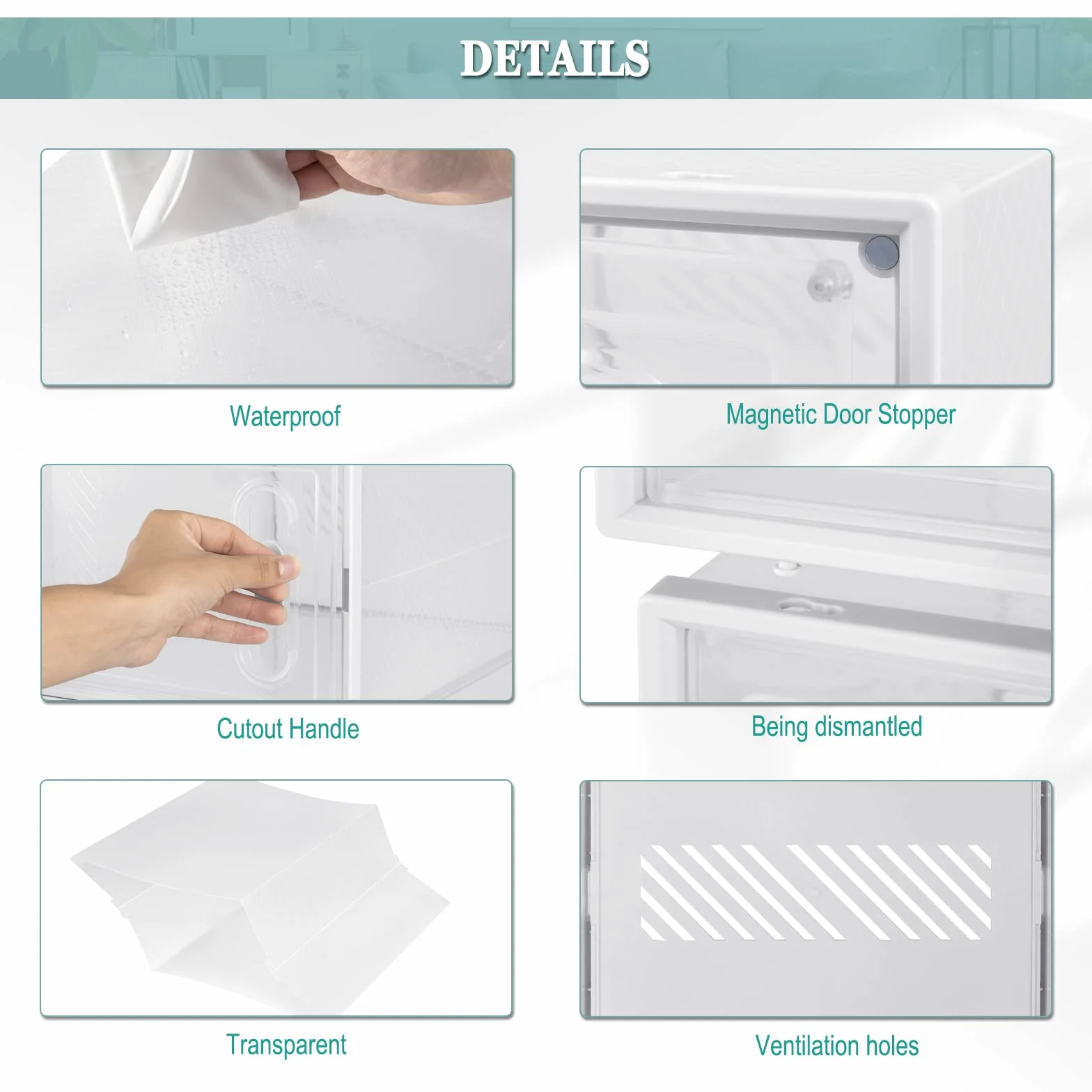 WOLTU Set di 8 Scatole per Scarpe Contenitore Portascarpe Scarpiera Organizzatore Portaoggetti Impilabile Salvaspazio Coperchio Magnetico Plastica Trasparente Bianco 35x25x19cm