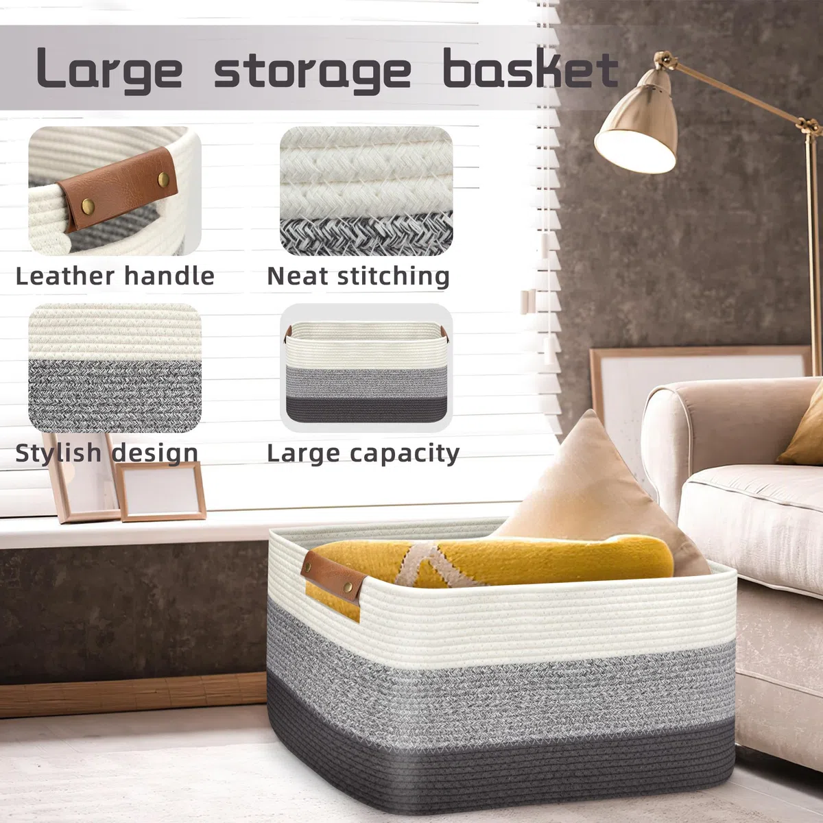 Grande cesto portabiancheria pieghevole per coperta, giocattoli, asciugamani, cesti in tessuto per la conservazione, cameretta dei bambini, decorazione per la casa, soggiorno