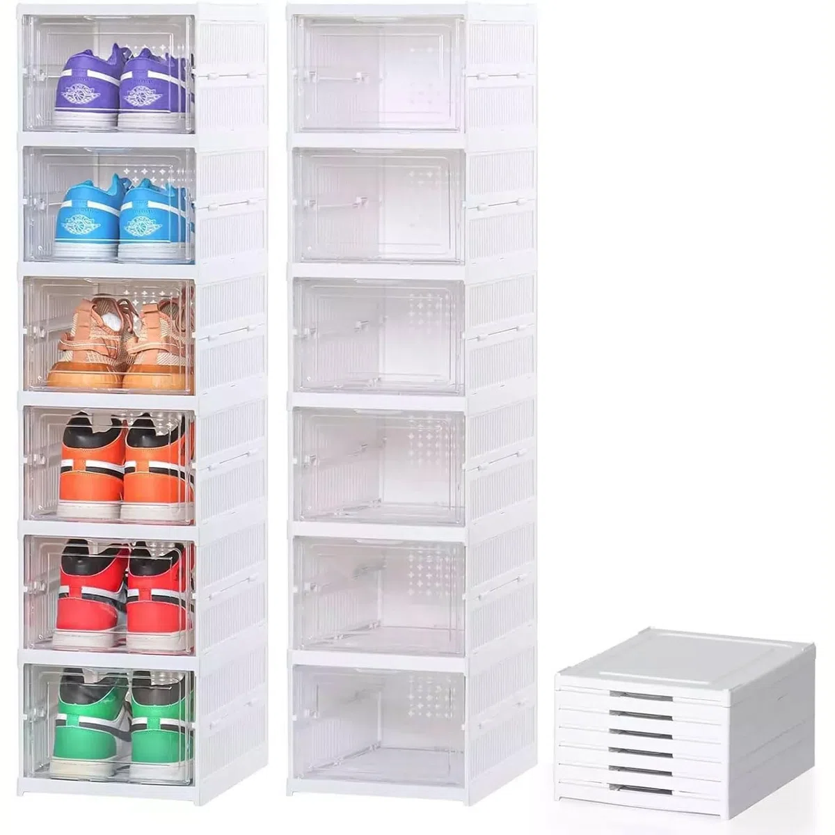 Scarpiera Salvaspazio Slim Pieghevole 6 Ripiani Organizer Portascarpe Compatto Facile da Montare, Armadio Portatile per Scarpe, Ciabatte, Sneaker e Accessori