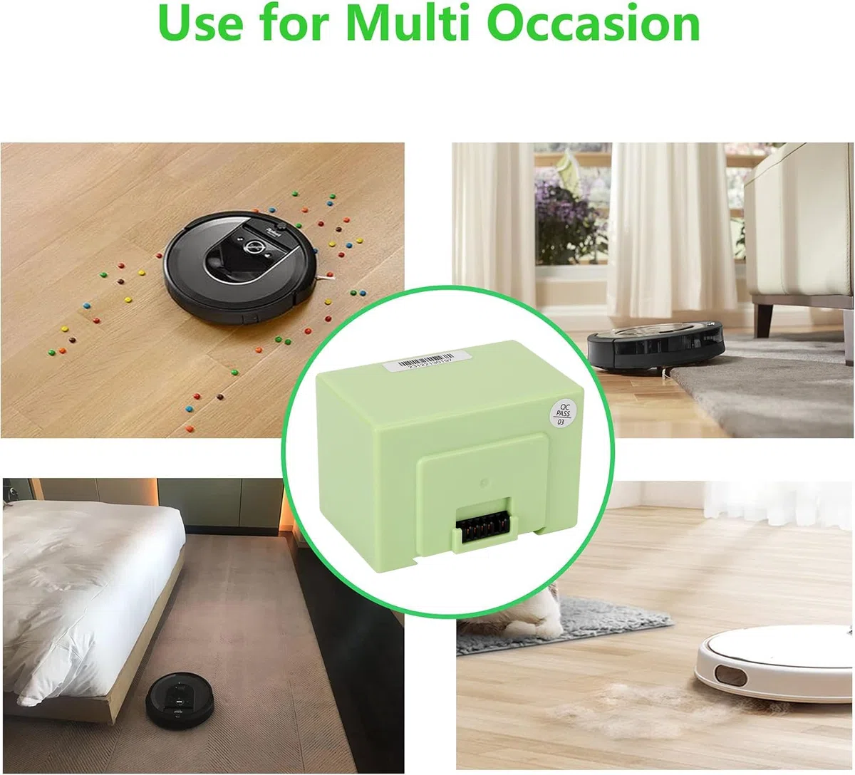4000mah Lithium-Ionen Batteria per i Robot Roomba e und i Serie i7/i7+ i4/i4+ i3/i3+ e5 e6 i7158 i7550 i755020 7150 7550 Staubsauger Grün 14.4V