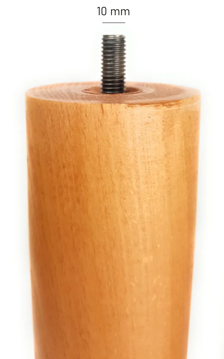 viglietti Set di 4 Pezzi Piedi Faggio con Bulloni/Dadi per Reti a Doghe in Legno, H 35 cm