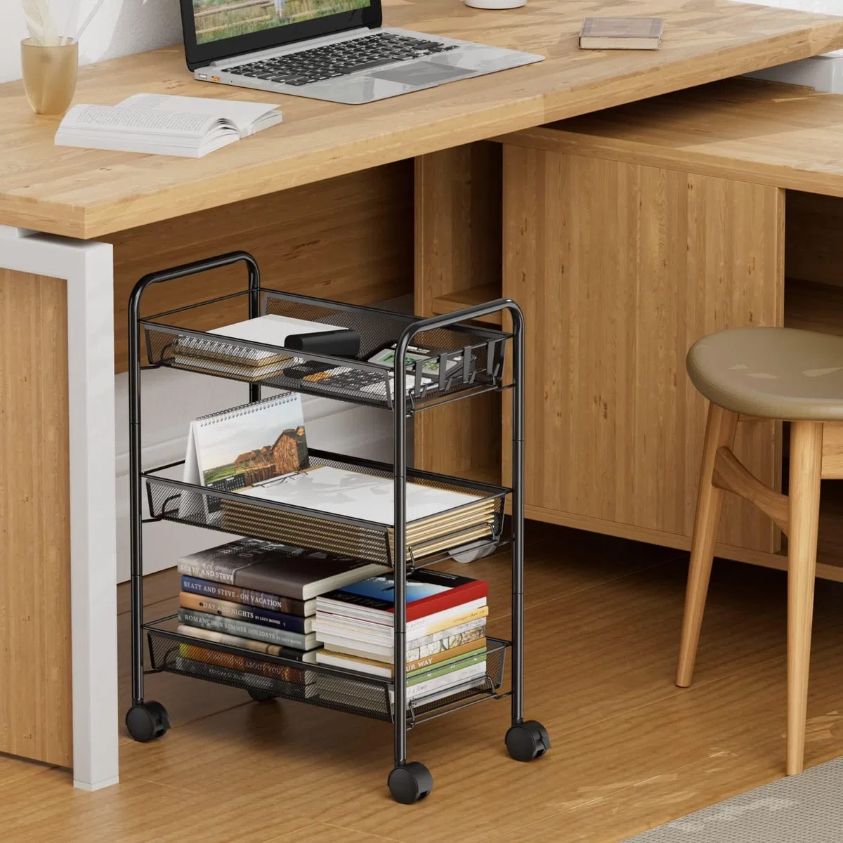 rge Cucina Storage Carts Rolling Cart Metallo Cucina Trolley su Ruote Cucina Trolley Utility Cart per Cucina Lavanderia Bagno Facile da Montare (Nero)