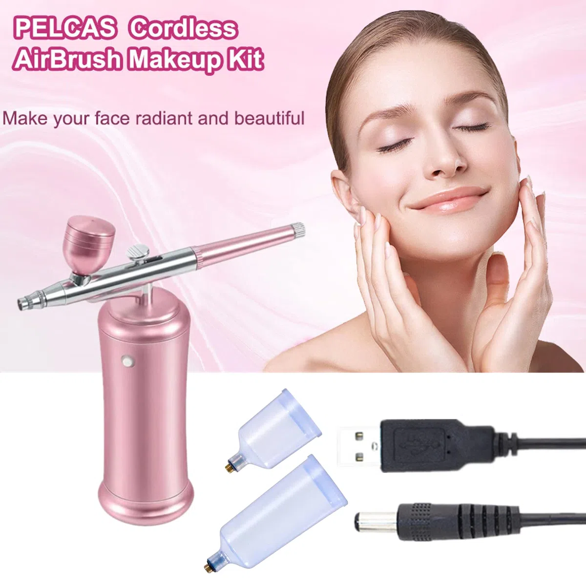 RoseFlower Aerografo Professionale, 30PSI aerografo con Compressore, Aerografo Manuale per Torte, Kit Aerografo Senza Fili USB Ricaricabile per modellismo,Make up,Decorare Torte,Unghie#4
