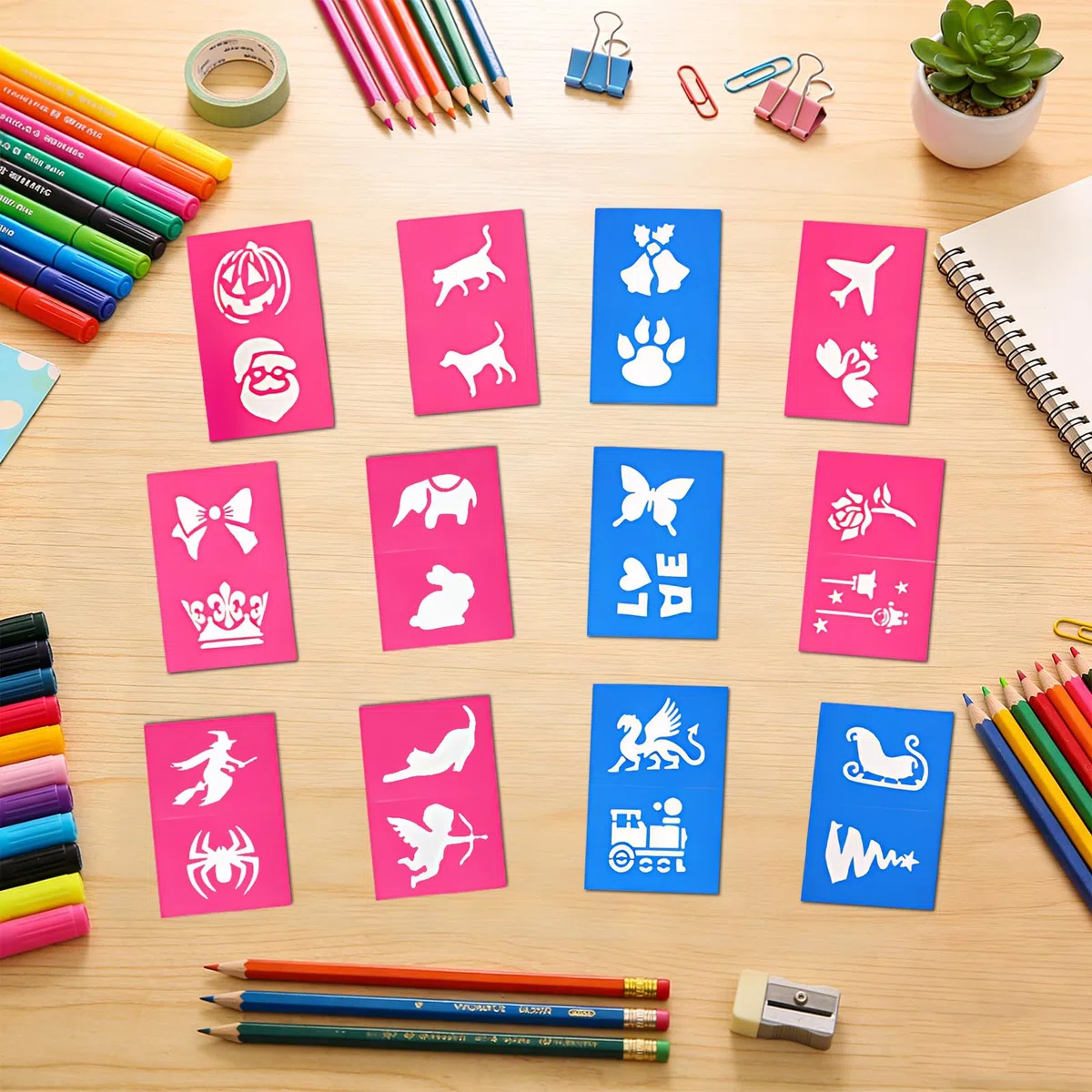 Kit Tazze da Dipingere 2 Tazze in Ceramica da Decorare 12 Pennarelli per Porcellana a Asciugatura Rapida 12 Stencil Design (24 Motivi) Astuccio & Istruzioni – Set Fai da Te Regalo