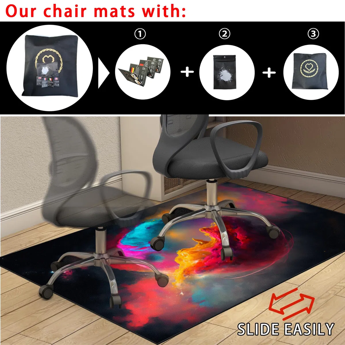 Tappetino Pavimenti per Parquet e Pavimenti Duri, Tappeto per Sedia Gaming, 80 x 100 cm Tappeto Sedia Ufficio, Protettivo Salvapavimento, Tappeto Sedia Gaming, Protezione per Moquette Multiuso
