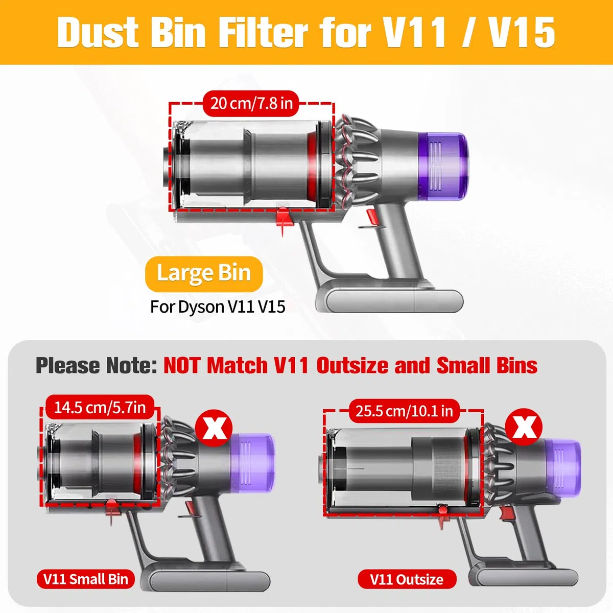 V11 Contenitore Serbatoio Per Dyson V11 V15 Cestello Ricambi SV14 SV17 SV15 SV22 SV28 Polvere Raccogli Filtri Filtro Rifiuti Accessori Contenitori Cestino Pattumiera Bicchiere Secchio Cilindro