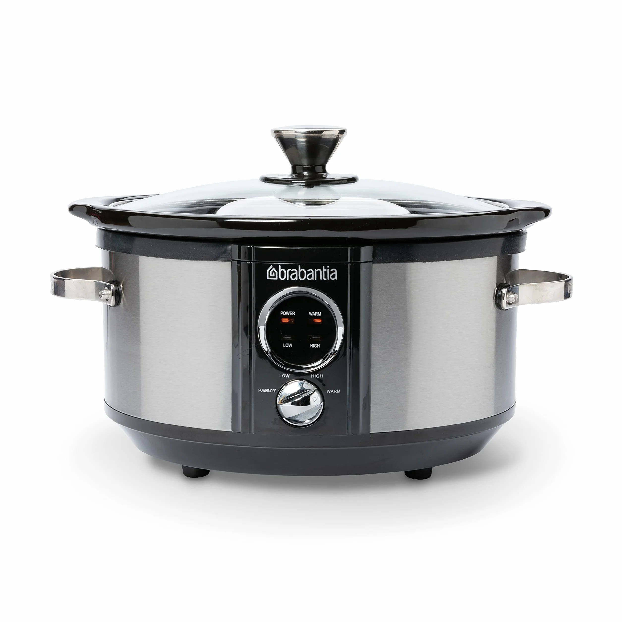 Brabantia BBEK1081 Pentola a cottura lenta - 3,5 Litri - 180 Watt - Pentola interna removibile - Coperchio in vetro - Schermo LED - 3 impostazioni di temperatura - Funzione mantenimento caldo