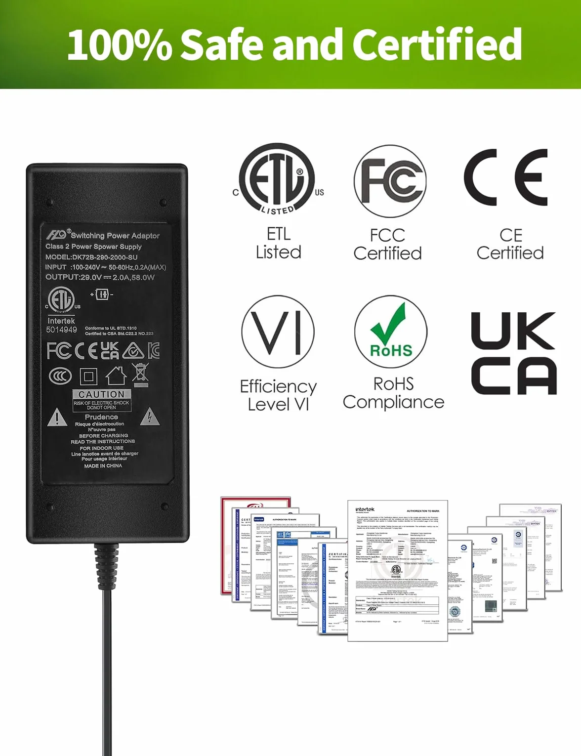 Lonnky Alimentatore rete 29V 2A AC/DC per ascensori recliner e divani elettrici, ricambio per OKIN, Limoss, Pride, Golden, La-Z-Boy, Med-Lift, Tranquil Ease, cavo motore 0,5m