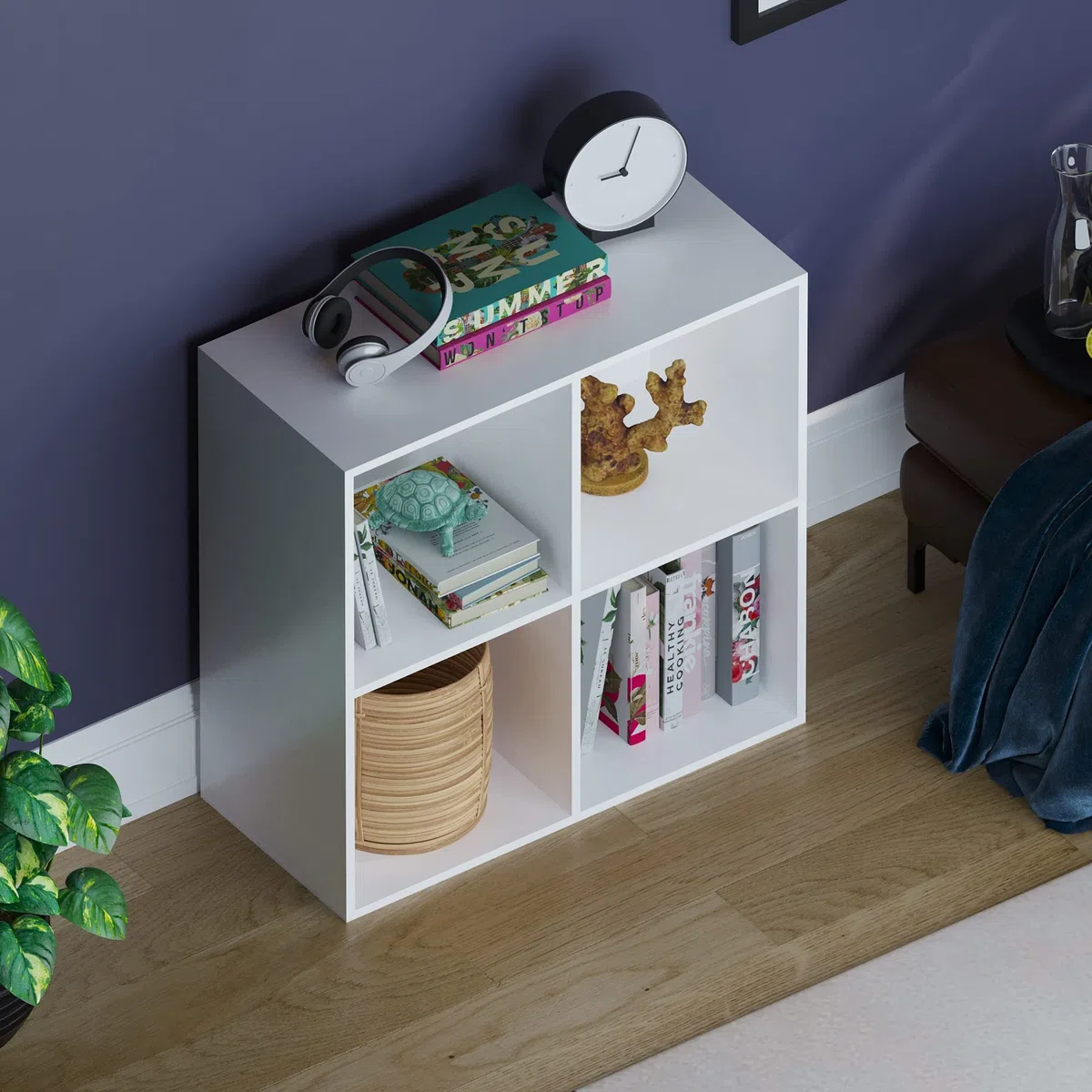 Vida Designs Durham Cube - Libreria per soggiorno, libreria, mobili per casa, ufficio (4 cubi, bianco)