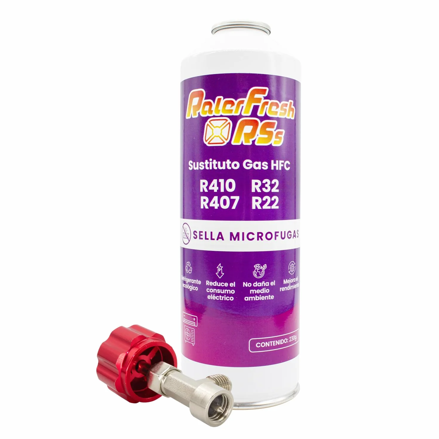 Gas refrigerante Ralerfresh RS sostituto di gas R410, R32, R407 e R22 Ricarica di gas refrigerante organico per condizionatore split ecologico ed efficiente Ricarica rapida (Bottiglia RSs + Chiave)