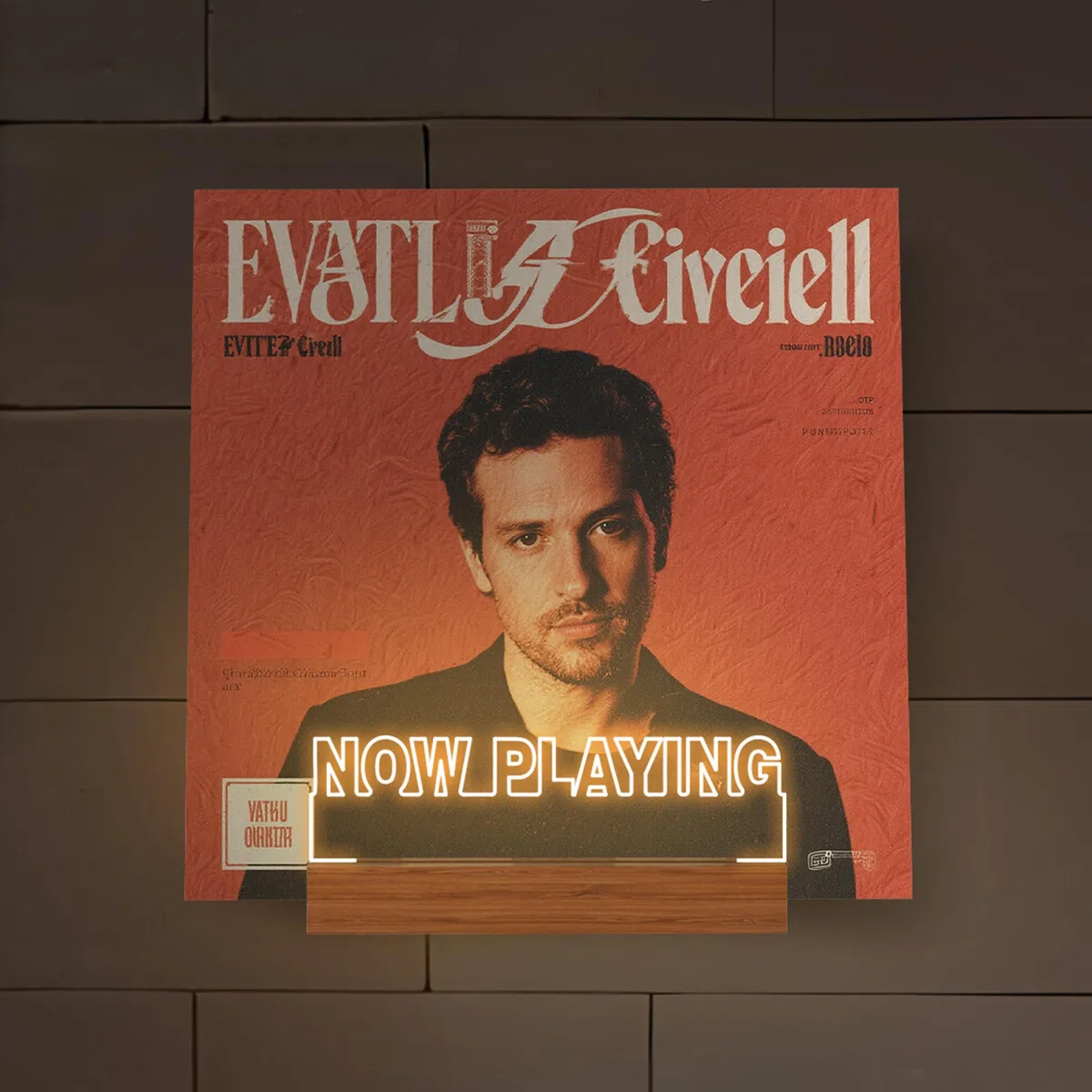 CoolGift Mart Now Playing Vinyl Record Stand Wall Mount, Light up Record Holder, display in legno acrilico con luci bianche calde per gli album, decorazione della stanza, per gli amanti del vinile