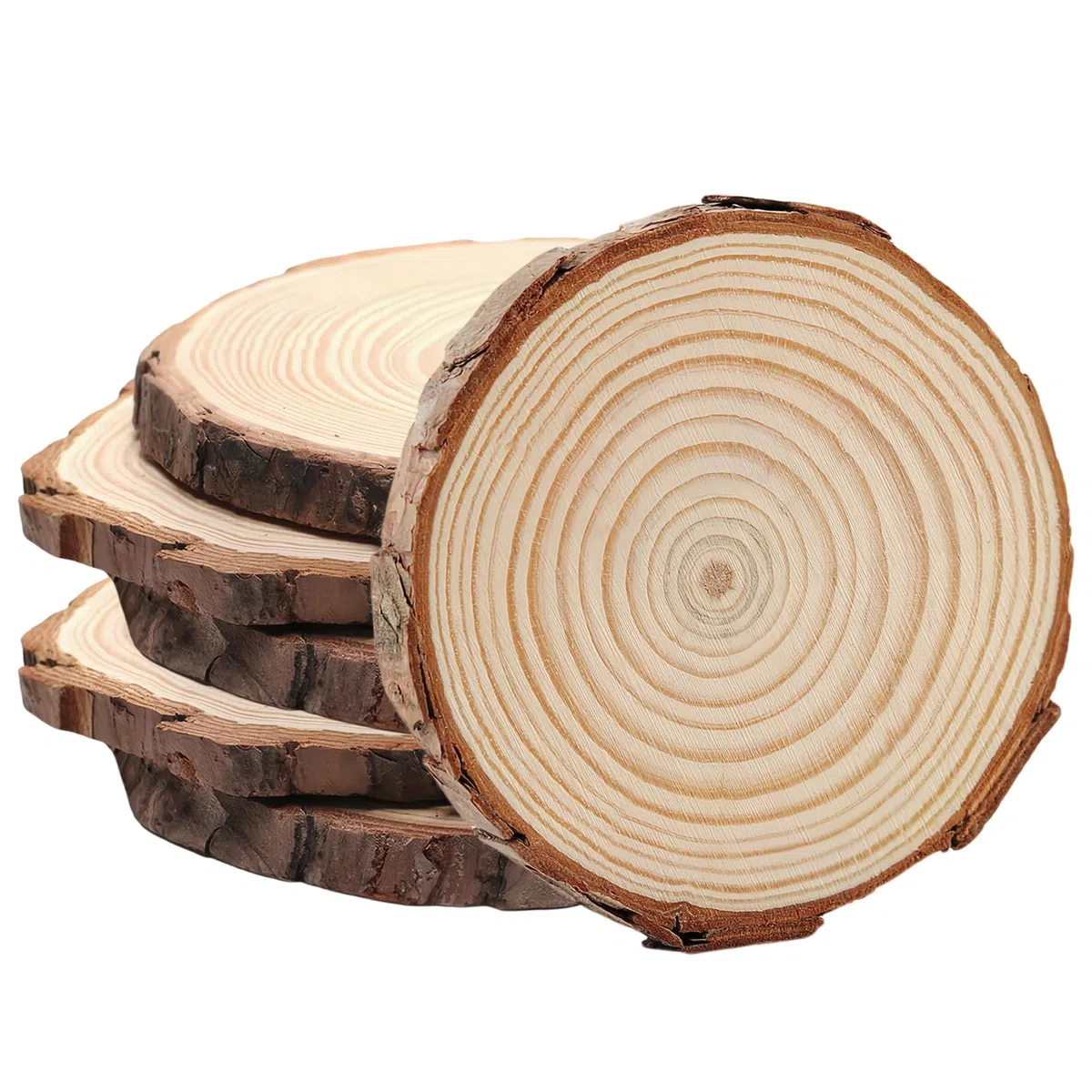 Dischi Legno Grezzo, 6 Pezzi Dischetti Legno Grezzo Legno Da Decorare Diametro 18-20cm, Cerchi Legno Tondo Grezzi Senza Buco, Fette Di Legno Con Corteccia per Fai Da Te, Matrimoni, Natale Decorazioni