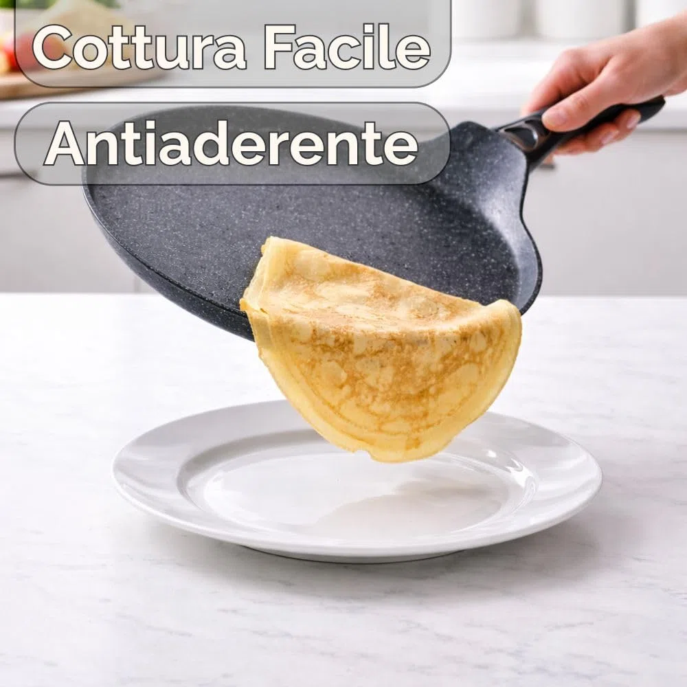 NAMAI - Padella Antiaderente 32 CM Induzione, Adatta In Lavastoviglie, Alluminio Resistente, Effetto Pietra, Padella Crepes, Adatta per Induzione (32 CM)