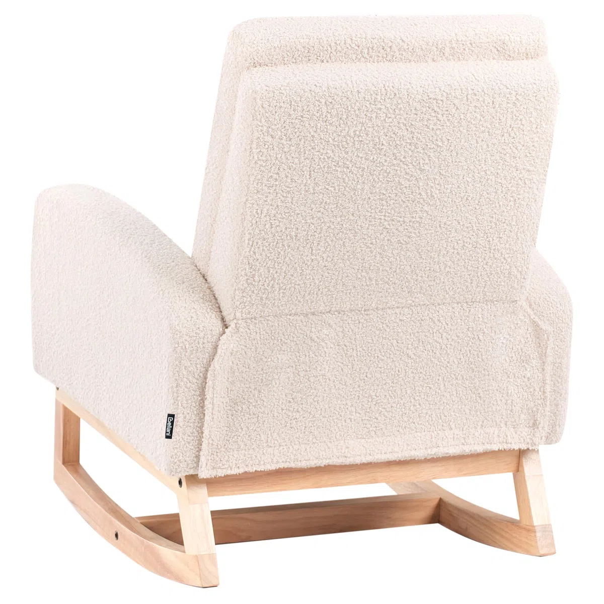 Sedia a dondolo per bambini Boucle in legno per bambini beige chiaro