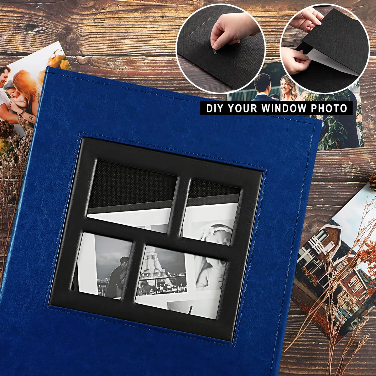 Ywlake Album Fotografico 10x15 1000 Tasche, Grande Cuoio Album Foto Portafoto Verticale Orizzontali Tascabile Tasca Blu