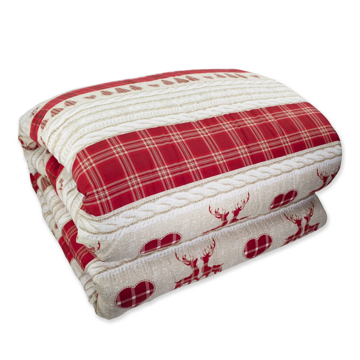 Tata Home Trapuntino Copriletto Trapuntato Primaverile Estivo 100 gr/mq Quilt Leggero Letto Due Piazze Matrimoniale 260x260 cm Fantasia Alpina Mod. Baita Tirolese Bordeaux