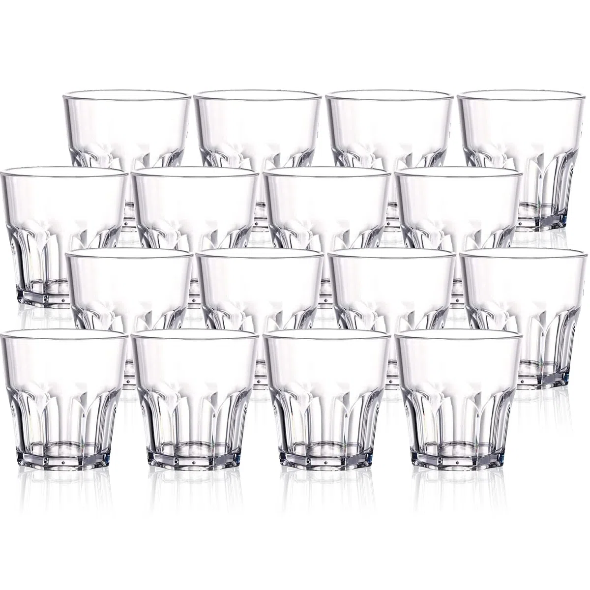 Tebery Confezione da 16 bicchieri in plastica acrilica da 250 ml, bicchieri da whisky da 236 ml, bicchieri da acqua, bicchieri in acrilico riutilizzabili, impilabili, infrangibili