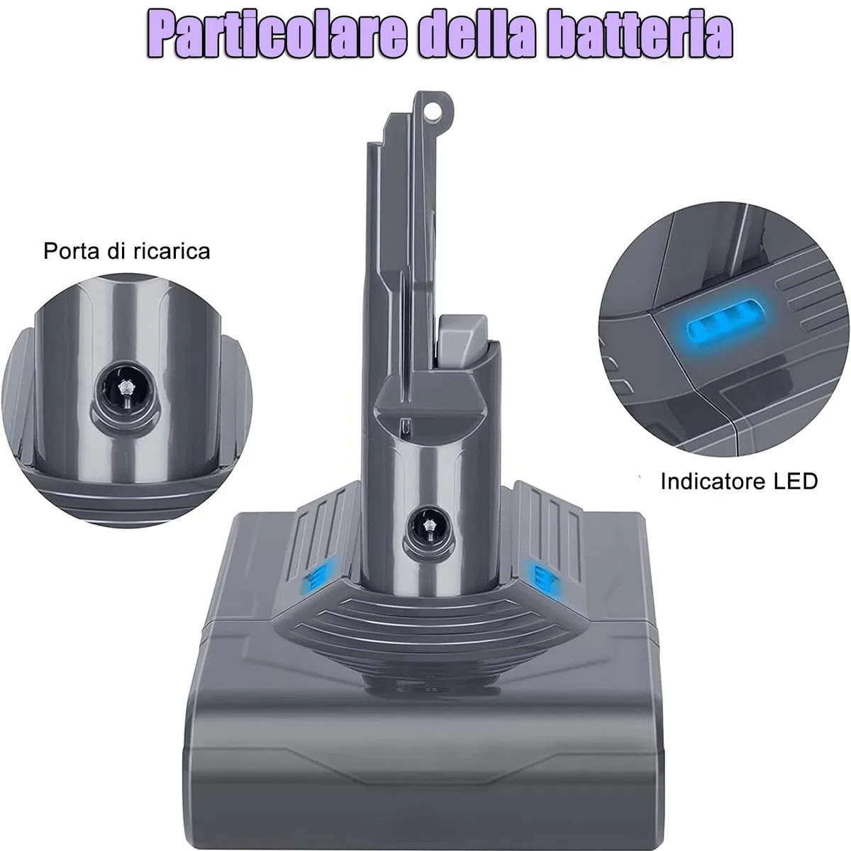 KUNLUN Batteria per Dyson V8 SV10, Batteria Sostitutiva Agli Ioni di Litio da 4500 mAh per Dyson V8 Absolute V8 Animal V8 Fluffy V8 Motorhead Aspirapolvere