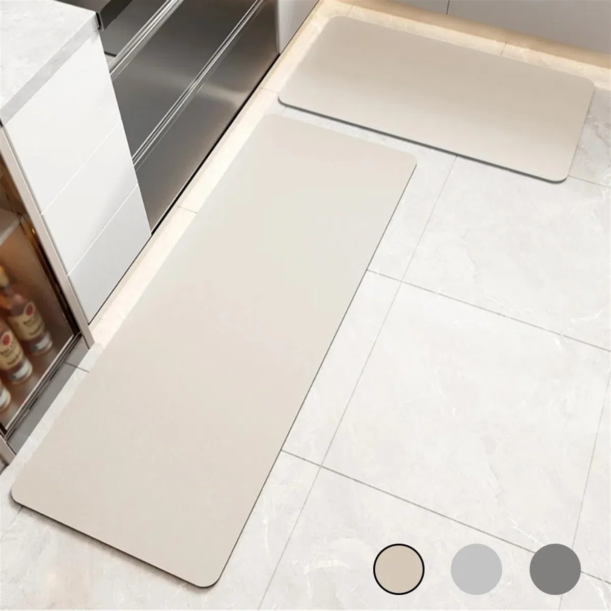 Diatomite - Tappetino da cucina super assorbente, morbido, lavabile, in tinta unita, per bagno e ingresso (grigio, 50 x 160 cm)