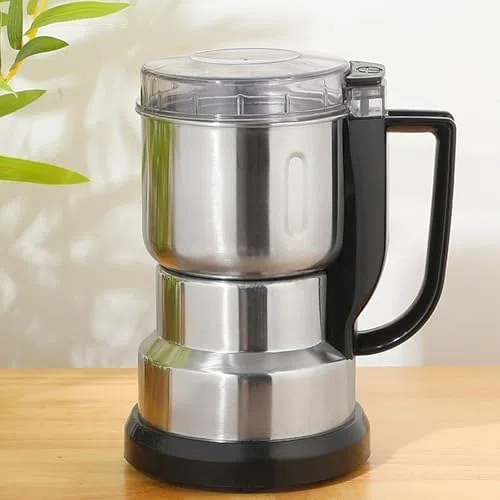 Macinacaffè Elettrico 300W in Acciaio Inox – Macina Spezie, Cereali, Pepe e Semi Multifunzione – Trituratore Rapido con Lame in Acciaio Inossidabile, Design Compatto per Cucina