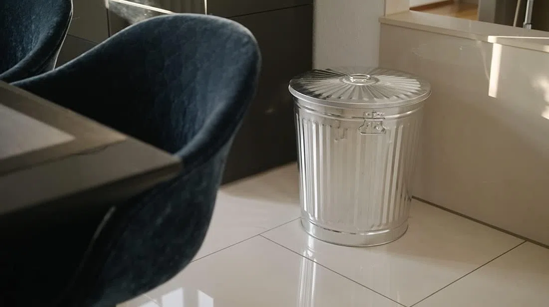 Bidone per Rifiuti con Coperchio, Diametro 37 cm, Altezza 41 cm, in Zinco, Capienza 35 Litri, Cestino, Pattumiera per Immondizia, per Spazzatura, Bidone con Maniglie