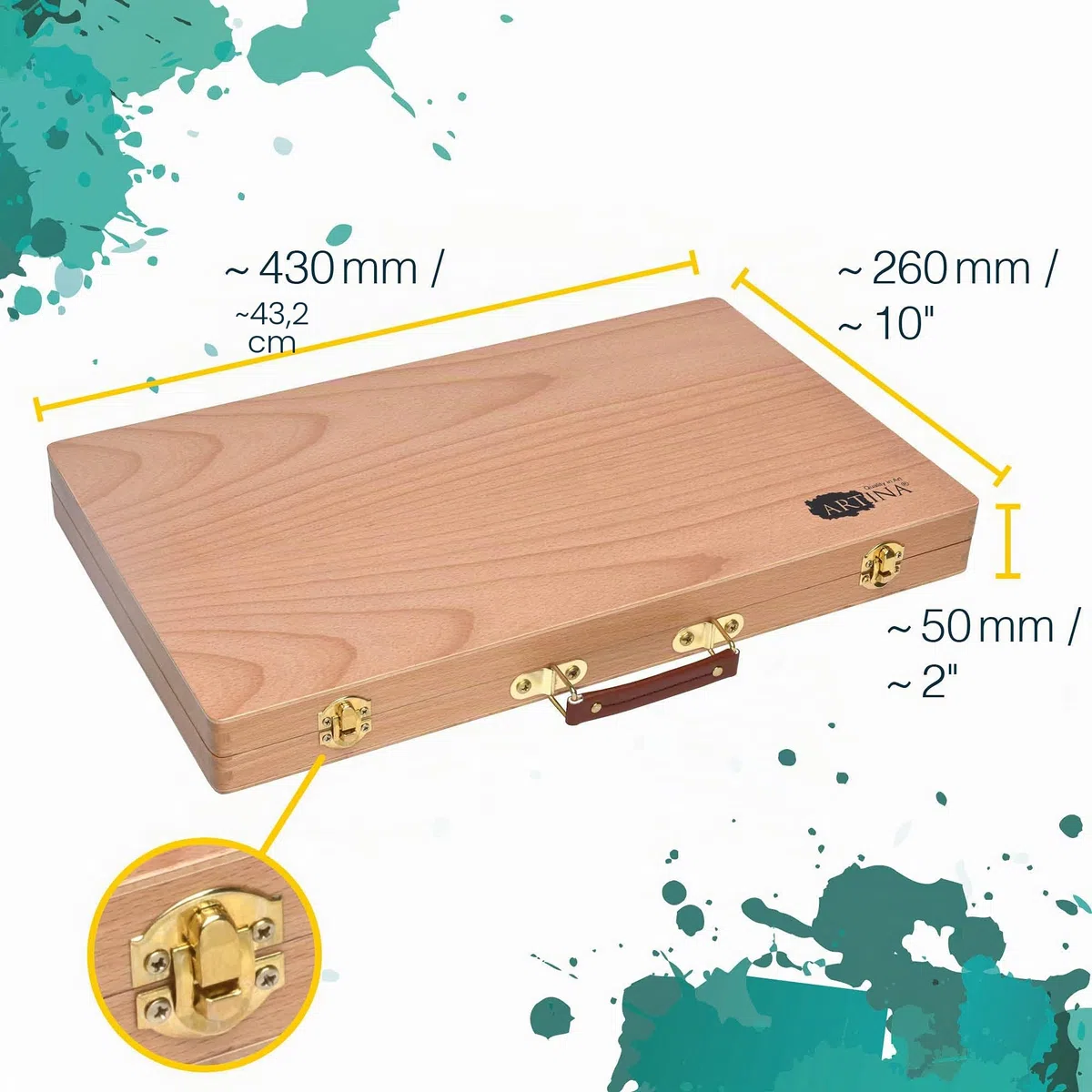 Artina 89 Pezzi Set Pittura con Valigetta in Legno – Matite, Colori a Cera, Acquerelli, Pennelli – Kit Pittura per Bambini e Adulti – Set per Dipingere Bambini Artistico e Regalo di Natale – Genova