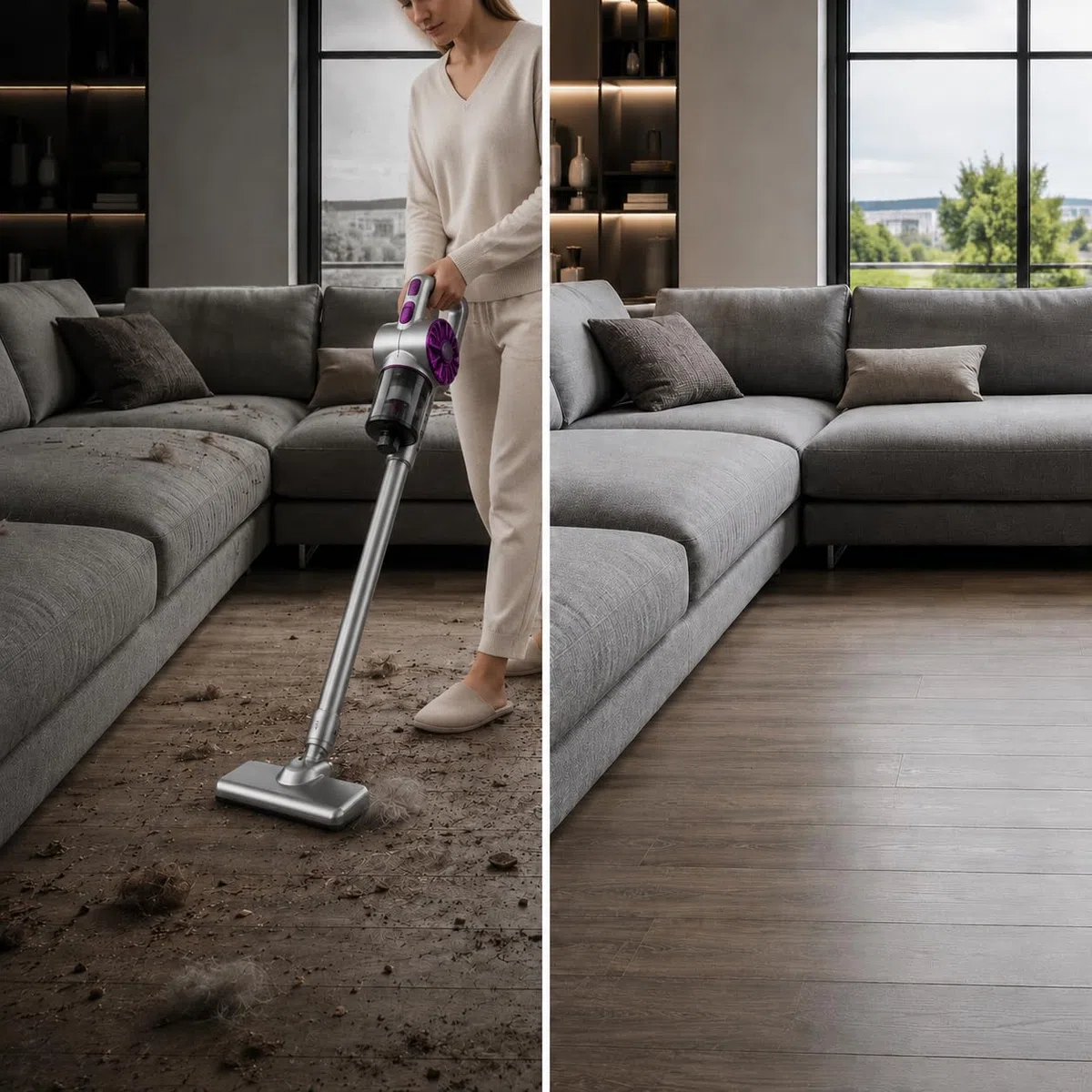 Generico Aspirapolvere Senza Fili 4 in 1, Aspiratore Portatile Ricaricabile, Scopa Elettrica Cordless per Pavimenti Divani Auto e Angoli, Aspirazione Potente con Accessori Multifunzione