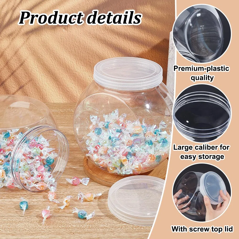OLYCRAFT 2pz Barattoli Rotondi in Plastica Trasparente da 2.1L per biscotti, biscotti con coperchio contenitori trasparenti per caramelle detersivi cucina buffet snack bar 11x18x17.5cm