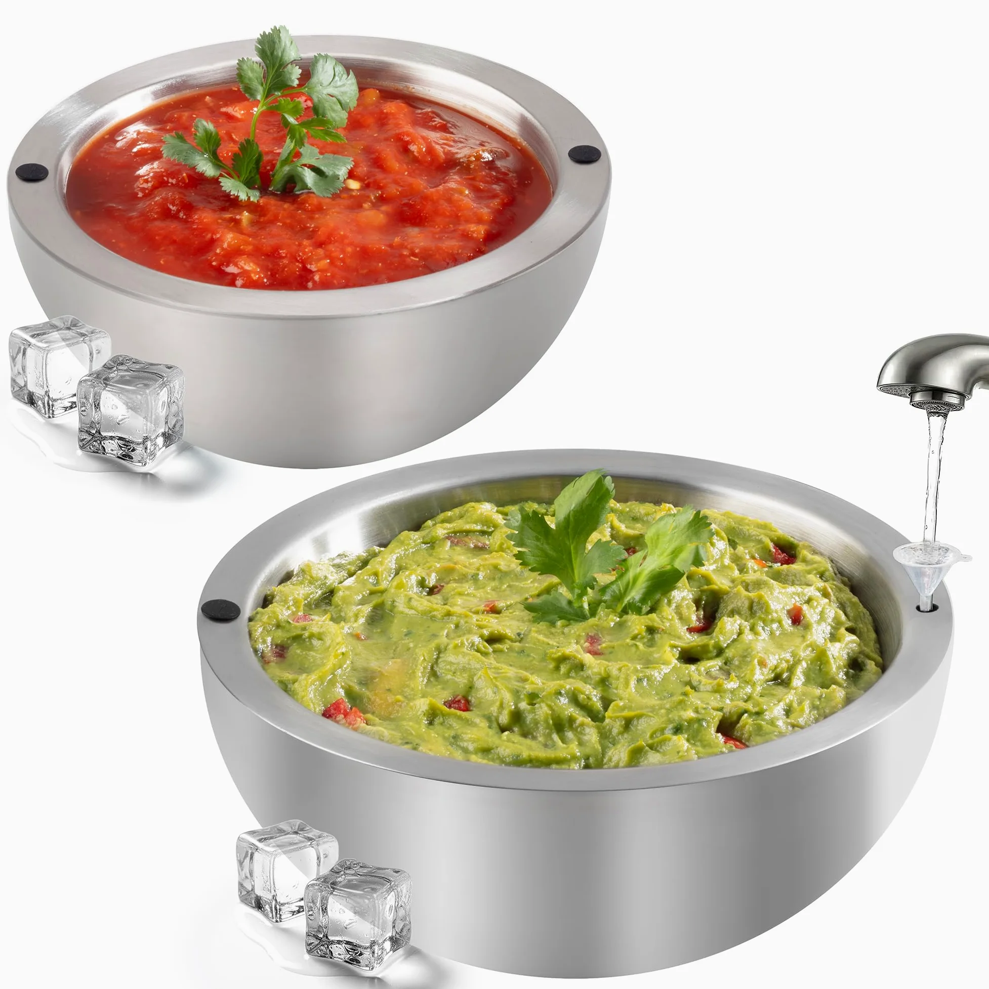 Useful Co. Ciotole Cucina, Ciotola Acciaio Inox Cucina & Bowl Acciaio — Mini Ciotola Doppia Parete per Pesto & Guacamole, Isolata Caldo e Freddo, Congelatore, 530 ml & 1 l (Set da 2)