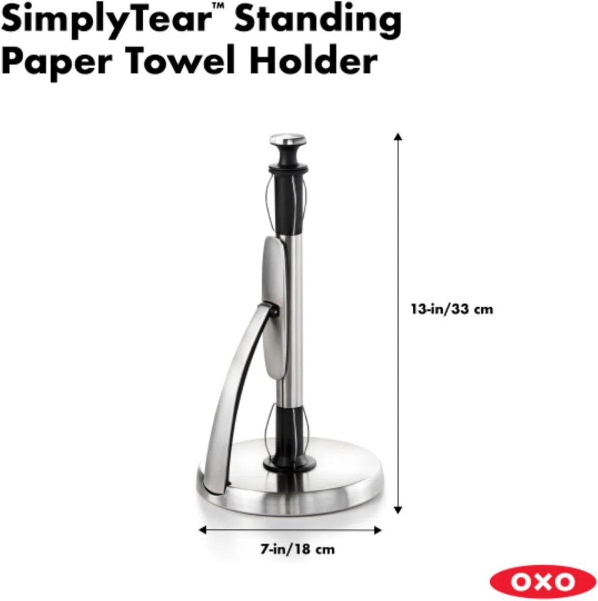 OXO Good Grips SimplyTear - Porta asciugamani di carta, in acciaio inox spazzolato