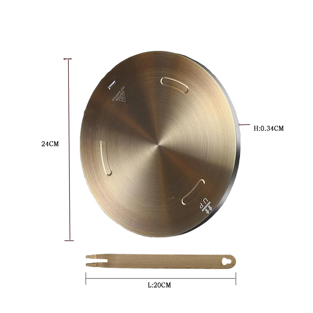 Grouarty Piastra di distribuzione del calore 24 cm, in acciaio inox, adattatore a induzione, piastra per cottura a gas elettrico, piano cottura a induzione, piastra convertitore con manico