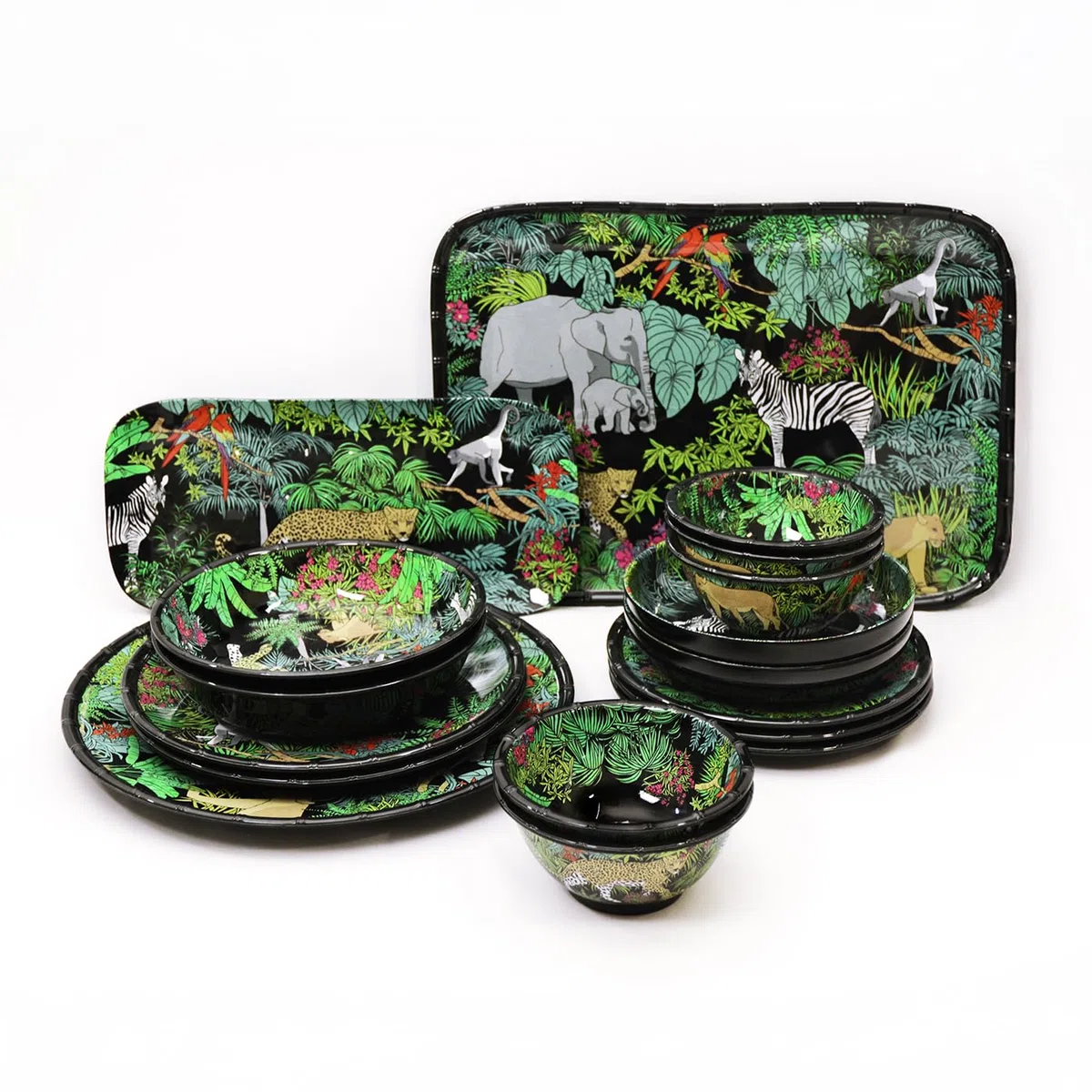 Les Jardins de la Comtesse - Vassoio Grande in melamina Pura, 50 cm, Colore: Verde/Nero
