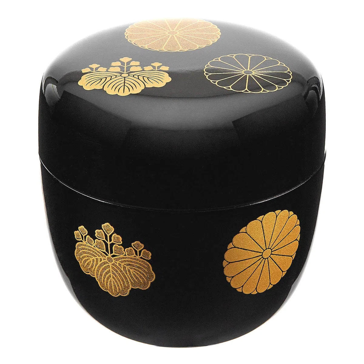 Matcha giapponese Natsue, barattolo da tè nero e oro, prodotto in Giappone, Ø 6,7 cm, altezza 6,7 cm