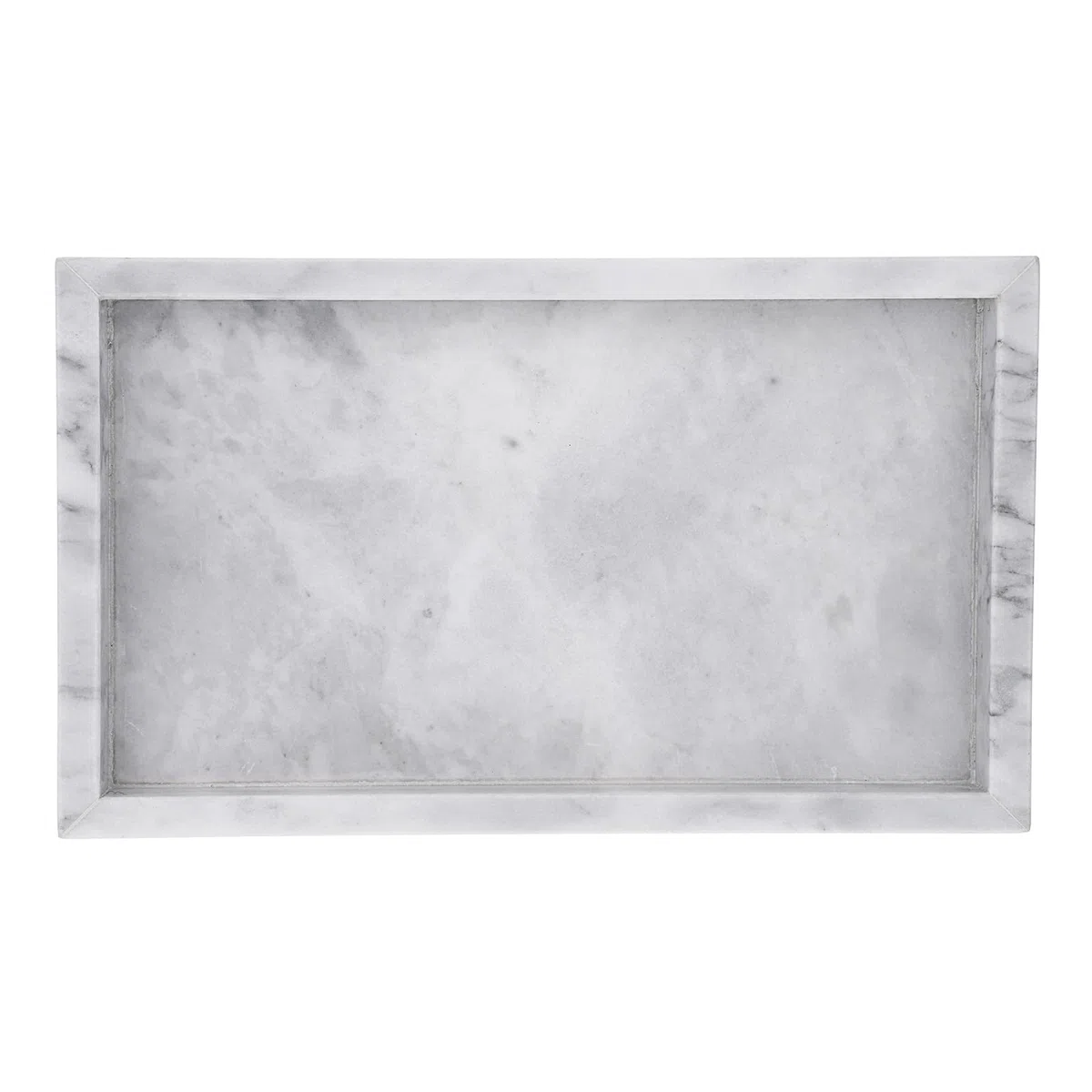 BSTKEY Vassoio da portata rettangolare in marmo naturale, vassoio per gioielli, vassoio decorativo per bagno, vassoio portaoggetti per vasca da bagno, 25 x 15 cm (grigio)