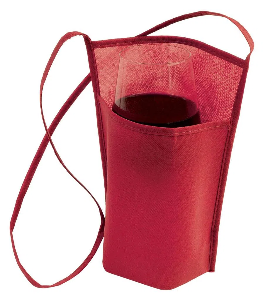 Generico 100 (Cento) Pezzi PortaBicchiere Porta Bicchiere da Collo in TNT con Tracolla - in TNT 80 gr 18 x 22 x 10 cm Ideale per Degustazioni e Eventi (Bordeaux)