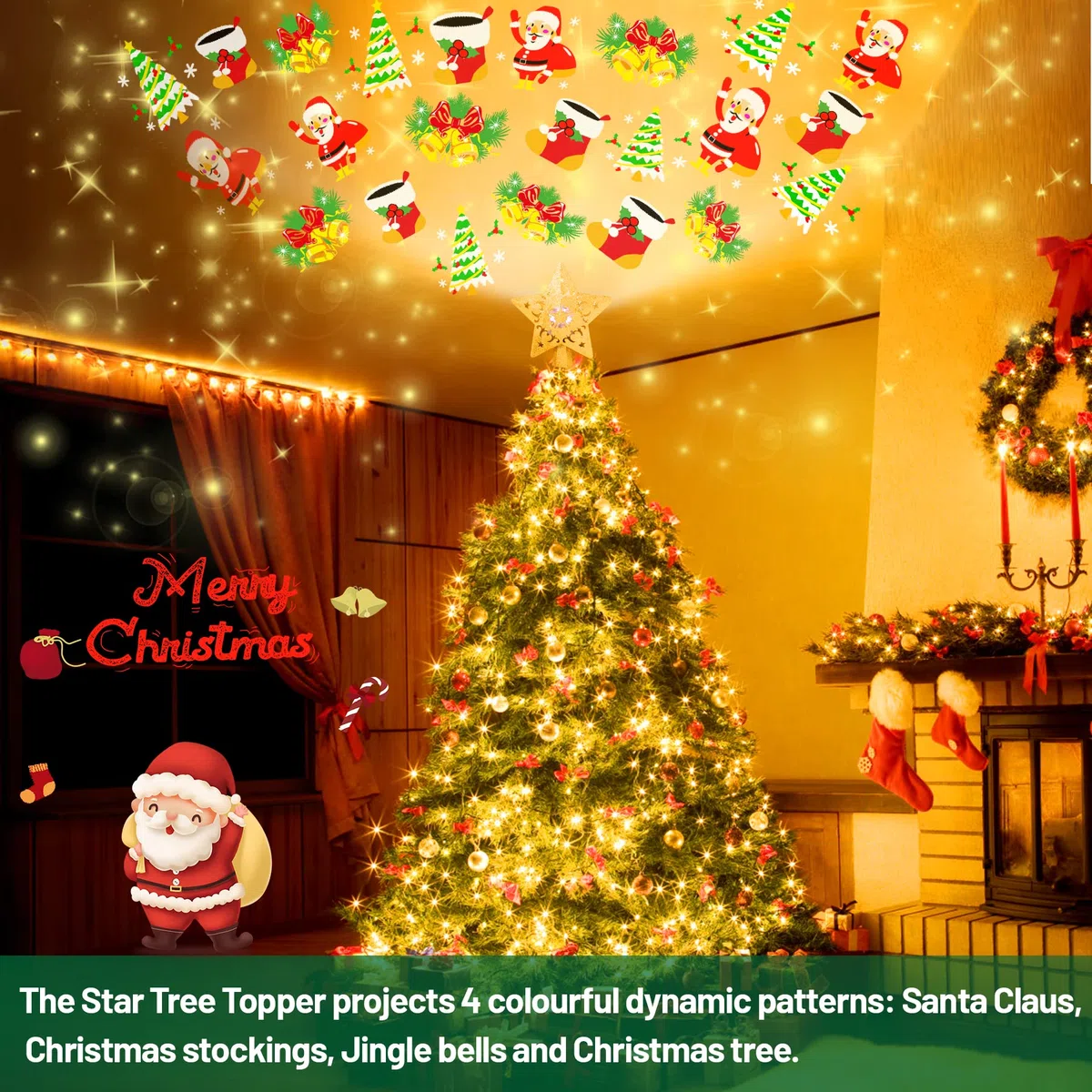 Stella luminosa per la corona dell'albero di Natale – Proiettore LED rotante, cimitero e vertice dell'albero per la decorazione